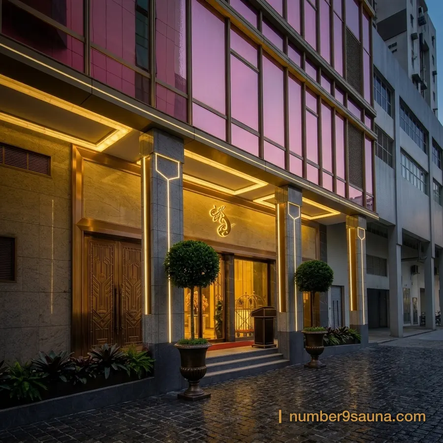 The Royal Dragon Hotel at dusk
