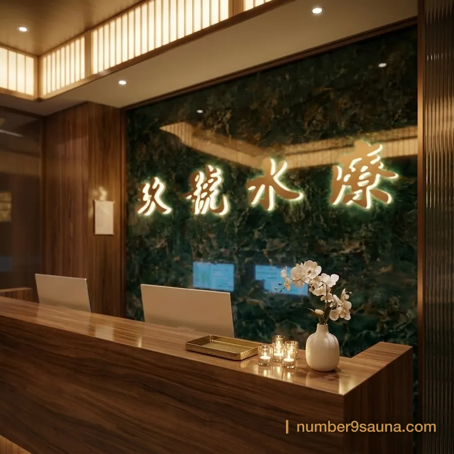 玖號水療澳門接待大堂與雲石背牆
