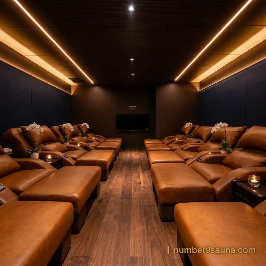 Recliners side by side in the rest area at Number Nine Spa
